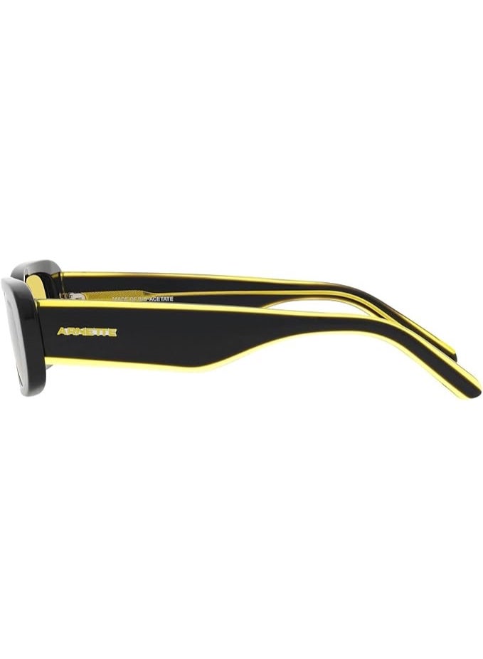 Arnette AN4317 Rectangular Sunglasses for Men - Black/Yellow Frame with Grey/Yellow Lenses (Size 50mm) - Image 4